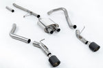 Milltek Sport exhaust system parts for 2020+ Jeep Gladiator 3.6 V6 (part SSXJP105): pipework, silencers and black tailpipe tips