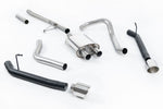 Milltek Sport exhaust system parts for 2020+ Jeep Gladiator 3.6 V6 (part SSXJP106): pipework, silencers and black tailpipe tips