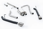 Milltek Sport exhaust system parts for 2020+ Jeep Gladiator 3.6 V6 (part SSXJP108): pipework, silencers and black tailpipe tips
