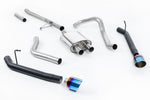 Milltek Sport exhaust system parts for 2020+ Jeep Gladiator 3.6 V6 (part SSXJP109): pipework, silencers and burnt titanium blue tailpipe tips