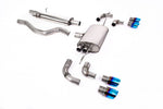 Milltek Sport exhaust system parts for 2020+ Land Rover Defender 110 3.0 I6 P400 (part SSXLR103): pipework, silencers and burnt titanium blue tailpipe tips