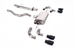 Milltek Sport exhaust system parts for 2020+ Land Rover Defender 110 2.0 I4 P300 & P400e (part SSXLR131): pipework, silencers and black tailpipe tips