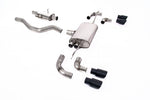 Milltek Sport exhaust system parts for 2020+ Land Rover Defender 90 2.0 I4 P300 & P400e (part SSXLR141): pipework, silencers and black tailpipe tips