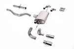 Milltek Sport exhaust system parts for 2020+ Land Rover Defender 90 2.0 I4 P300 & P400e (part SSXLR145): pipework, silencers and polished silver tailpipe tips