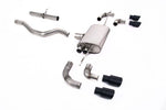 Milltek Sport exhaust system parts for 2020+ Land Rover Defender 90 2.0 I4 P300 & P400e (part SSXLR146): pipework, silencers and black tailpipe tips