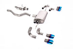 Milltek Sport exhaust system parts for 2020+ Land Rover Defender 90 3.0 I6 P400 (part SSXLR153): pipework, silencers and burnt titanium blue tailpipe tips