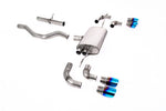 Milltek Sport exhaust system parts for 2020+ Land Rover Defender 90 3.0 I6 P400 (part SSXLR158): pipework, silencers and burnt titanium blue tailpipe tips