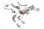 Milltek Sport exhaust system parts for 2021+ Land Rover Defender 90 5.0 V8 425PS & 525PS (part SSXLR168): pipework, silencers and black tailpipe tips