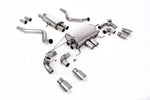 Milltek Sport exhaust system parts for 2021+ Land Rover Defender 90 5.0 V8 425PS & 525PS (part SSXLR170): pipework, silencers and black tailpipe tips