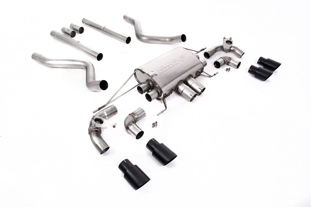 Milltek Sport exhaust system parts for 2021+ Land Rover Defender 90 5.0 V8 425PS & 525PS (part SSXLR174): pipework, silencers and black tailpipe tips