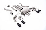 Milltek Sport exhaust system parts for 2021+ Land Rover Defender 110 5.0 V8 425PS & 525PS (part SSXLR184): pipework, silencers and black tailpipe tips
