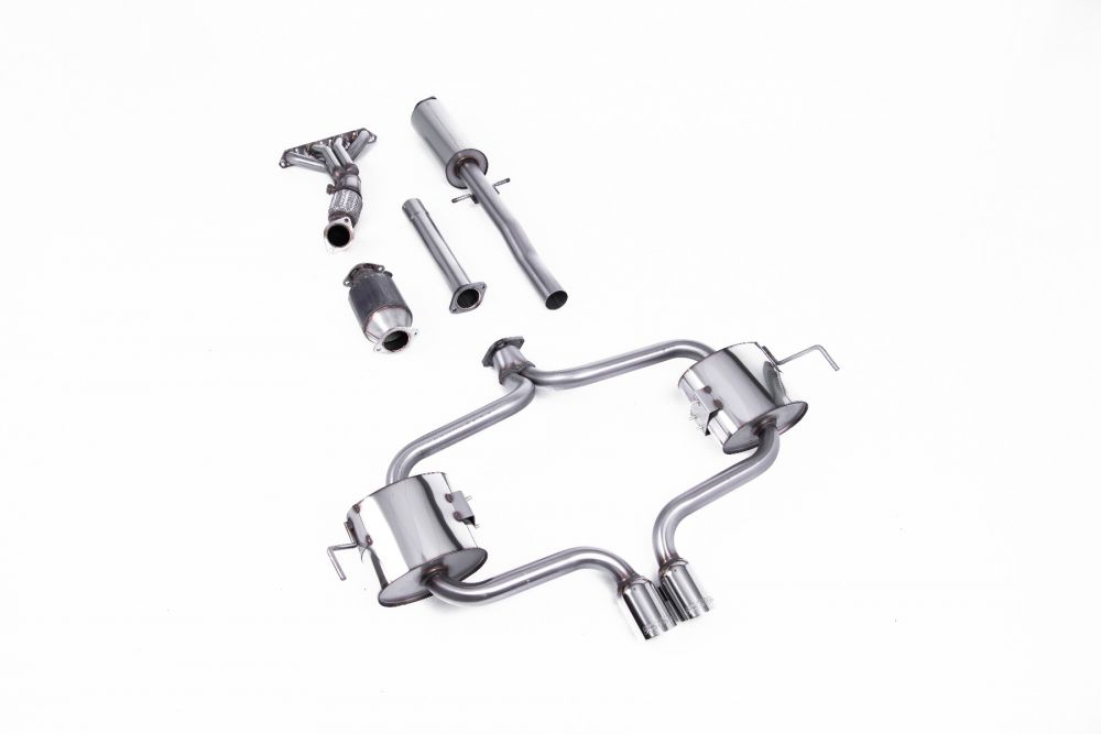Milltek Sport exhaust system parts for 2002-2006 MINI Mk1 Cooper S (part SSXM013): pipework, silencers and polished silver tailpipe tips