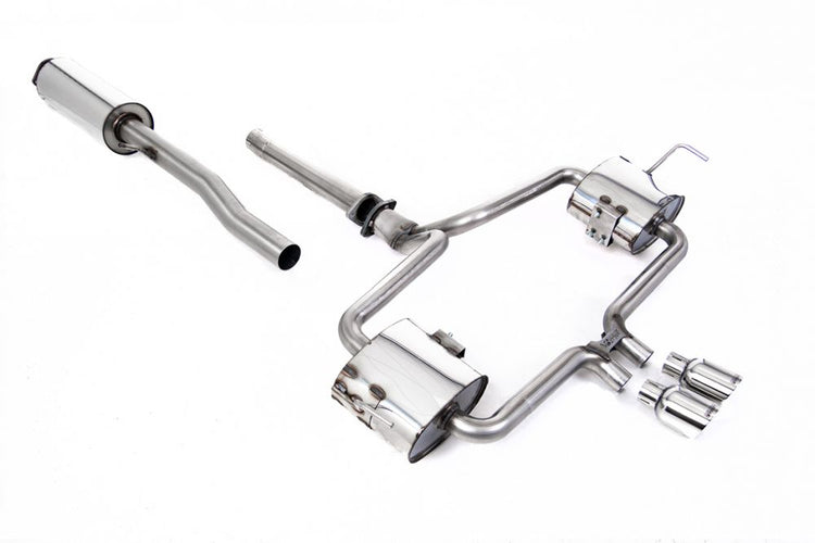 Milltek Sport exhaust system parts for 2002-2006 MINI Mk1 Cooper S (part SSXM477): pipework, silencers and polished silver tailpipe tips