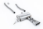 Milltek Sport exhaust system parts for 2014+ MINI Mk3 Mini Cooper S 2.0 Turbo - 5 Door Hatch (part SSXM482): pipework, silencers and black tailpipe tips