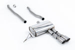 Milltek Sport exhaust system parts for 2014+ MINI Mk3 Mini Cooper S 2.0 Turbo - 5 Door Hatch (part SSXM483): pipework, silencers and black tailpipe tips
