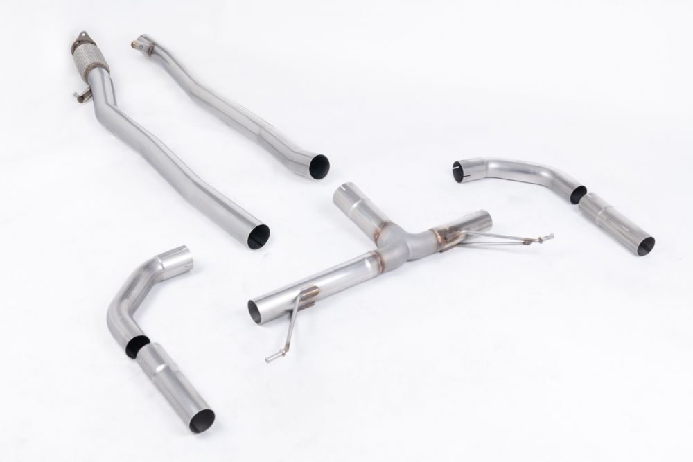 Milltek Sport exhaust system parts for 2019+ Mercedes-Benz CLA-Class CLA35 AMG 2.0 Turbo Coupe & Shooting Brake (part SSXMZ144): pipework, silencers and polished silver tailpipe tips
