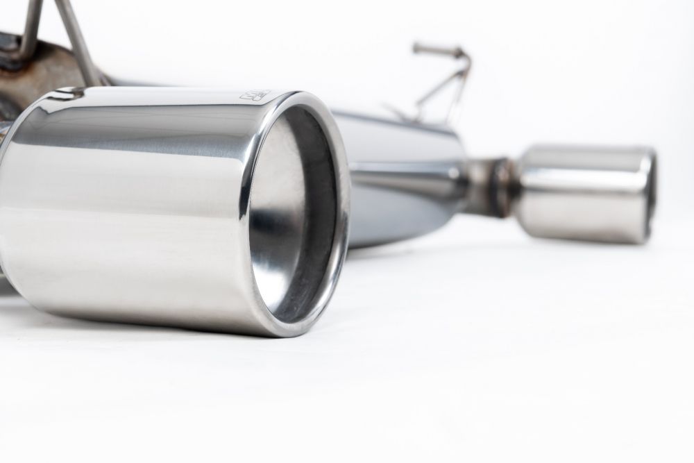 Close-up detail of Milltek Sport exhaust hardware for 2003-2010 Nissan 350Z 3.5 V6 (part SSXNI001)
