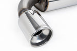Close-up of polished silver Milltek Sport exhaust tips for the 2003-2010 Nissan 350Z 3.5 V6 (part SSXNI001)
