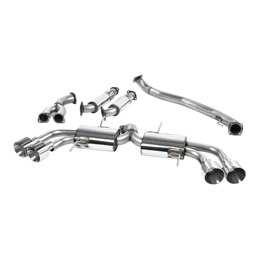 Milltek Sport exhaust system parts for 2009-2015 Nissan GT-R R35 (part SSXNI010): pipework, silencers and black tailpipe tips