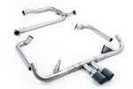 Milltek Sport exhaust system parts for 2016-2020 Porsche Cayman 718 GTS 2.5T (part SSXPO148): pipework, silencers and black tailpipe tips