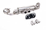 Milltek Sport exhaust system parts for 2021+ Porsche 911 992.1 GT3 (part SSXPO172): pipework, silencers and black tailpipe tips