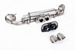 Milltek Sport exhaust system parts for 2021+ Porsche 911 992.1 GT3 (part SSXPO174): pipework, silencers and black tailpipe tips