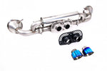 Milltek Sport exhaust system parts for 2021+ Porsche 911 992.1 GT3 (part SSXPO175): pipework, silencers and burnt titanium blue tailpipe tips