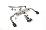 Milltek Sport exhaust system parts for 2023+ Toyota Corolla GR Corolla 1.6 Turbo (part SSXTY146): pipework, silencers and black tailpipe tips