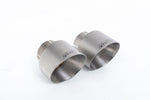 Close-up of polished silver Milltek Sport exhaust tips for the 2023+ Toyota Corolla GR Corolla 1.6 Turbo (part SSXTY147)