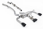 Milltek Sport exhaust system parts for 2023+ Toyota Corolla GR Corolla 1.6 Turbo (part SSXTY150): pipework, silencers and black tailpipe tips