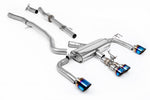 Milltek Sport exhaust system parts for 2023+ Toyota Corolla GR Corolla 1.6 Turbo (part SSXTY152): pipework, silencers and burnt titanium blue tailpipe tips