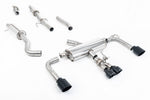 Milltek Sport exhaust system parts for 2023+ Toyota Corolla GR Corolla 1.6 Turbo (part SSXTY160): pipework, silencers and black tailpipe tips