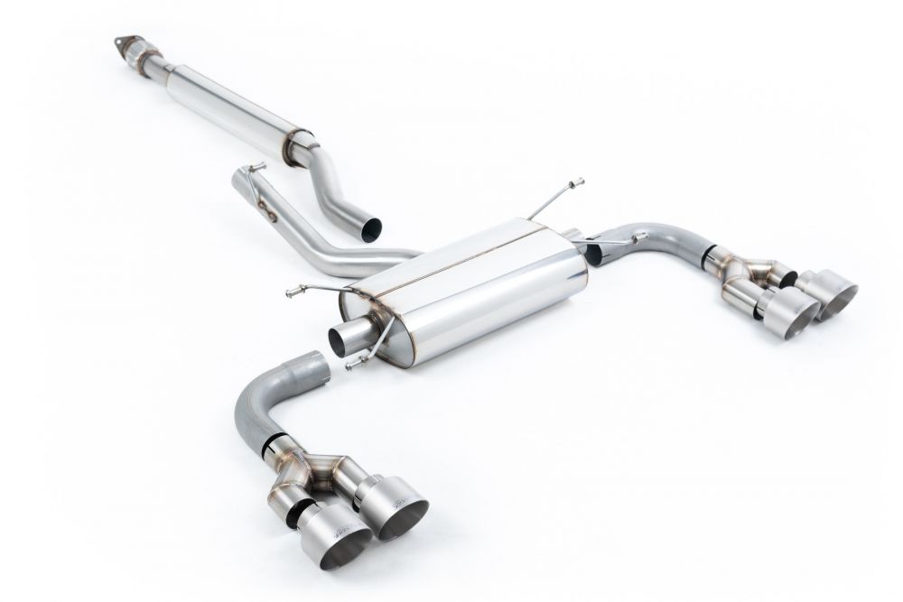 Milltek Sport exhaust system parts for 2022+ Toyota GR86 2.4 Litre (part SSXTY164): pipework, silencers and polished silver tailpipe tips