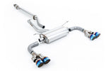 Milltek Sport exhaust system parts for 2022+ Toyota GR86 2.4 Litre (part SSXTY165): pipework, silencers and burnt titanium blue tailpipe tips