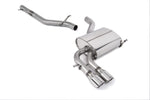 A front view of Milltek Non-Resonated (Louder) Cat-Back Exhaust System Jet Polished Tips Audi A3 8P 2.0T FSI Quattro 2003-2012 with white background