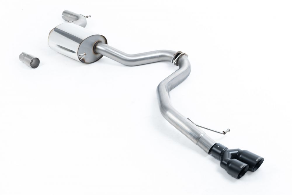 Milltek Sport exhaust system parts for 2011-2014 Volkswagen Jetta Mk6 GLI 2.0 TSI (part SSXVW316): pipework, silencers and polished silver tailpipe tips