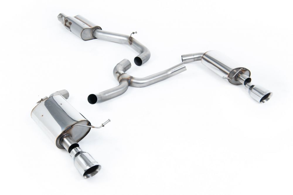 Milltek Sport exhaust system parts for 2016-2021 Volkswagen Golf Mk7 2.0TFSI Alltrack / Estate / Station Wagon / Combi 4-Motion (part SSXVW443): pipework, silencers and polished silver tailpipe tips