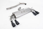 Milltek Sport exhaust system parts for 2017-2021 Volkswagen Golf Mk7.5 R 2.0 TSI 310PS - 76mm & EC Approved Systems (part SSXVW588): pipework, silencers and black tailpipe tips