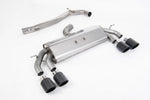 Milltek Sport exhaust system parts for 2017-2021 Volkswagen Golf Mk7.5 R 2.0 TSI 310PS - 76mm & EC Approved Systems (part SSXVW591): pipework, silencers and black tailpipe tips