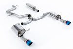 Milltek Sport exhaust system parts for 2019+ Volkswagen Jetta Mk7 GLi 2.0T (part SSXVW611): pipework, silencers and burnt titanium blue tailpipe tips