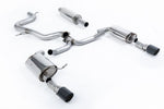 Milltek Sport exhaust system parts for 2019+ Volkswagen Jetta Mk7 GLi 2.0T (part SSXVW612): pipework, silencers and black tailpipe tips