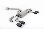 Milltek Sport exhaust system parts for 2017-2021 Volkswagen Golf Mk7.5 R 2.0 TSI 310PS - 80mm Race Systems (part SSXVW644): pipework, silencers and black tailpipe tips
