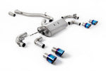 Milltek Sport exhaust system parts for 2017-2021 Volkswagen Golf Mk7.5 R 2.0 TSI 310PS - 80mm Race Systems (part SSXVW648): pipework, silencers and burnt titanium blue tailpipe tips