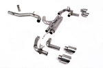 Milltek Sport exhaust system parts for 2025+ Volkswagen Golf Mk8.5 R (part SSXVW667): pipework, silencers and black tailpipe tips