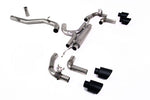 Milltek Sport exhaust system parts for 2022-2024 Volkswagen Golf Mk8 R 2.0 TSI 320PS (part SSXVW668): pipework, silencers and black tailpipe tips