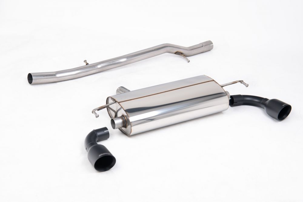 Milltek Sport exhaust system parts for 2002-2005 Volkswagen Golf Mk4 R32 3.2 V6 4WD (part SSXVW689): pipework, silencers and black tailpipe tips