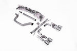 Milltek Sport exhaust system parts for 2021-2024 Volkswagen Golf Mk8 GTi (part SSXVW692): pipework, silencers and polished silver tailpipe tips