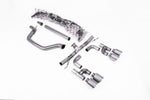 Milltek Sport exhaust system parts for 2021-2024 Volkswagen Golf Mk8 GTi (part SSXVW694): pipework, silencers and polished silver tailpipe tips