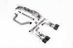 Milltek Sport exhaust system parts for 2021-2024 Volkswagen Golf Mk8 GTi (part SSXVW696): pipework, silencers and polished silver tailpipe tips