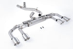 Milltek Sport exhaust system parts for 2022-2024 Volkswagen Golf Mk8 R 2.0 TSI 320PS (part SSXVW703): pipework, silencers and polished silver tailpipe tips